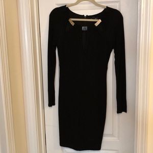 Long Sleeve Bebe dress with plunging neckline
